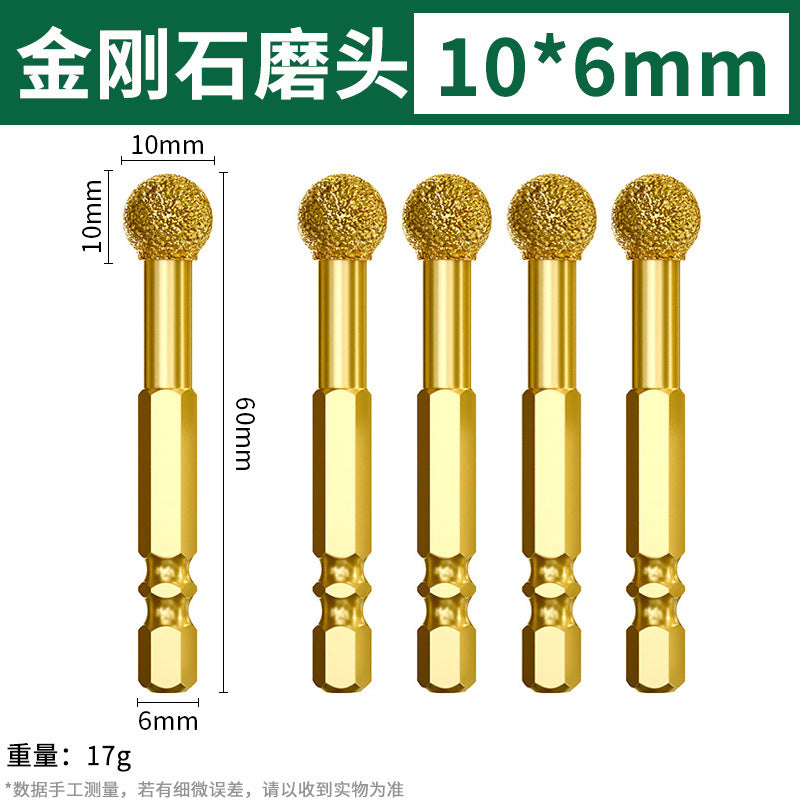 Baolian diamond grinding head hexagonal shank carbide rotate file cast iron stone hand electric drill brazing and polishing handy gadget