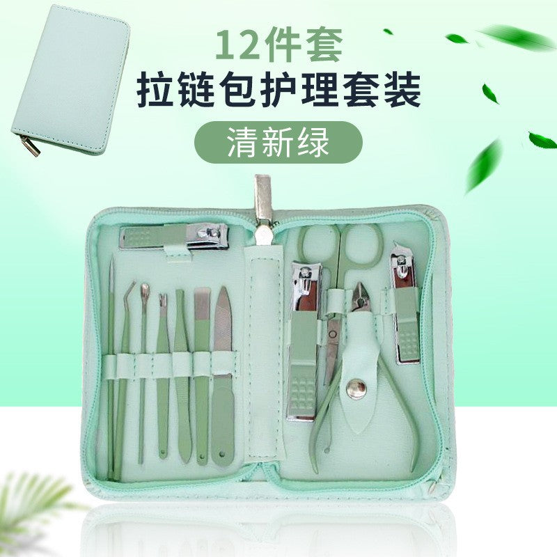 New nail clipper set - cuticle nippers, pedicure knife, pedicure file, manicure knife - 22 piece matcha green nail art tool kit