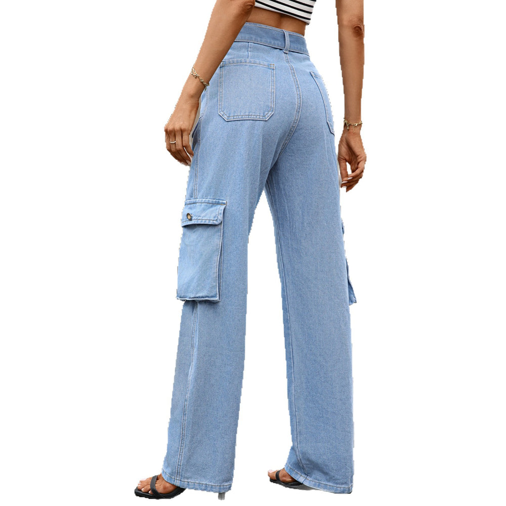 european and american style cross-border e-commerce  new arrival washed denim multi-pocket heavy-duty casual work pants