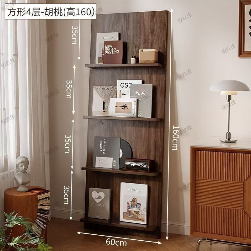Magazine rack floor-standing storage rack wall-mounted book rack newspaper rack environmental-friendly multi-layer bookshelf medieval style reading bookshelf wood