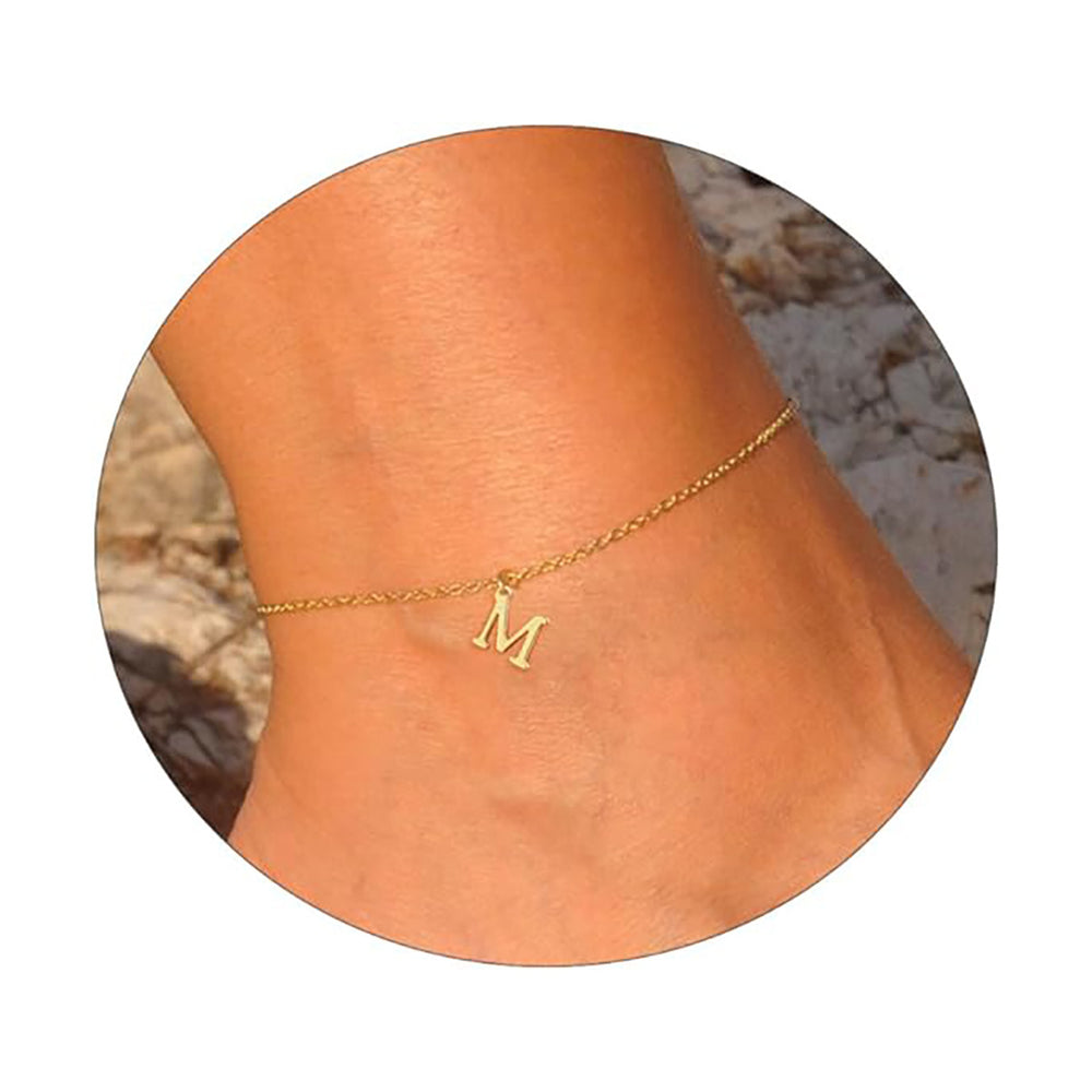 Amazon's new casual14k gold-plated waterproofletter compact 26 english letter women's anklet