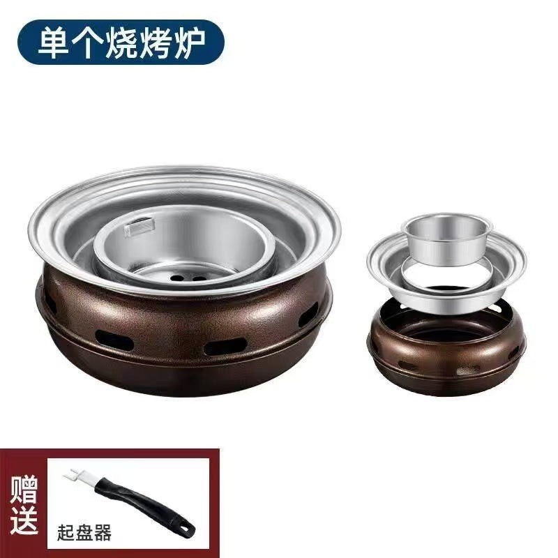 Manufacturer japanese stainless steel round barbecue grill outdoor smokeless detachable carbon fire barbecue grill suit for cooking tea around the stove
