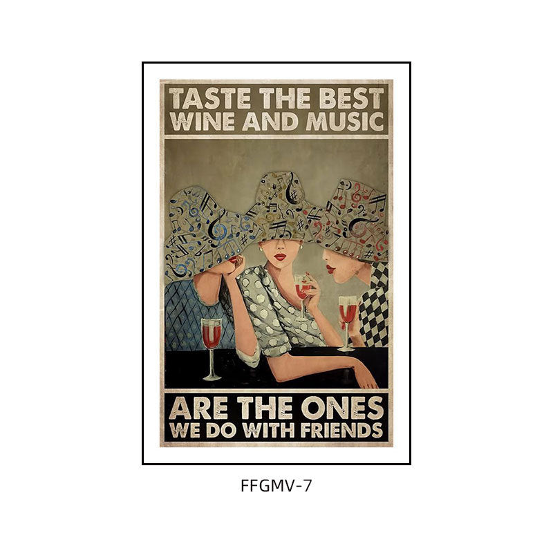 Bar decoration painting retro music dining bar restaurant KTV box hanging painting cafe clear bar abstract beautiful woman mural