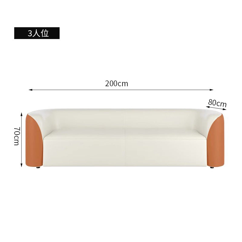 Meeting room/sales office negotiation table and chair set, light luxury clothing store/beauty salon solid wood frame leather sofa and coffee table