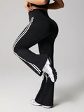New arrival: bestselling cross-border black and white color block bra & flare leggings set - quick-dry, stylish, and perfect for everyday wear or yoga