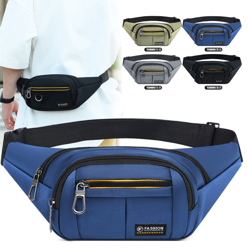 Cross-border men's fanny pack, construction site work, portable mobile phone bag, outdoor sports breast bag, trendy versatile shoulder messenger bag
