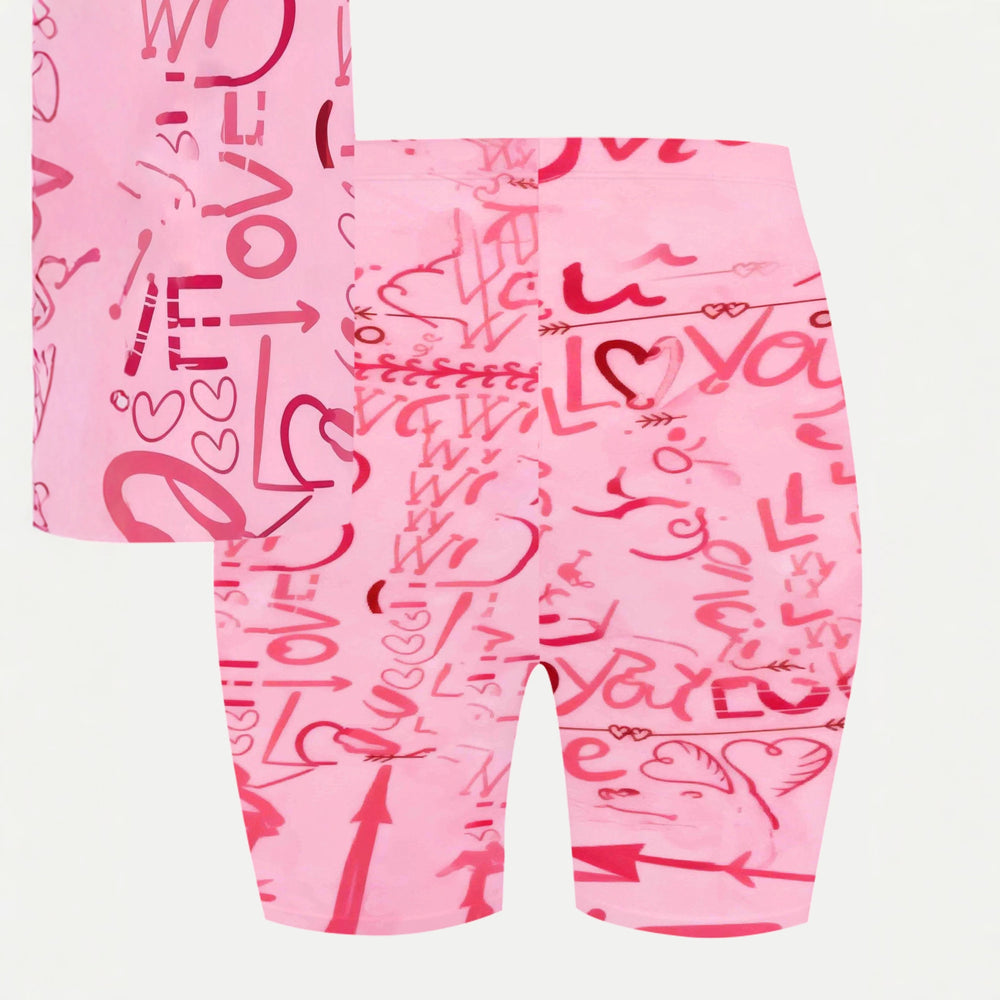 Girls' t-shirt and shorts set featuring a cartoon short-sleeve design and printed graphics, perfect for a cute and casual streetwear look