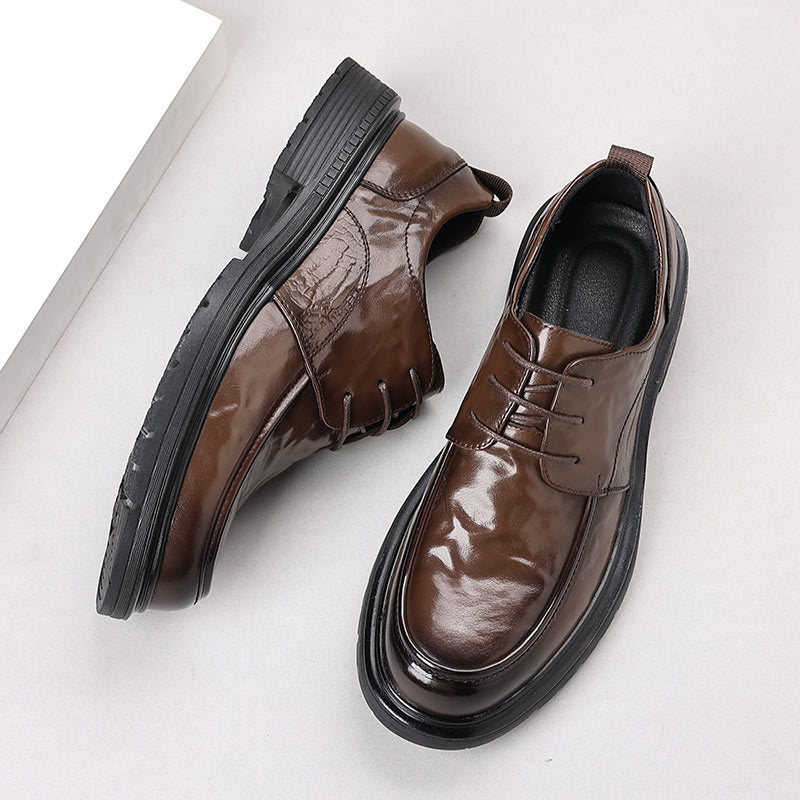 Genuine leather cowhide spring/autumn men's new arrivals: light luxury business casual formal shoes, thick-soled men's british style leather shoes
