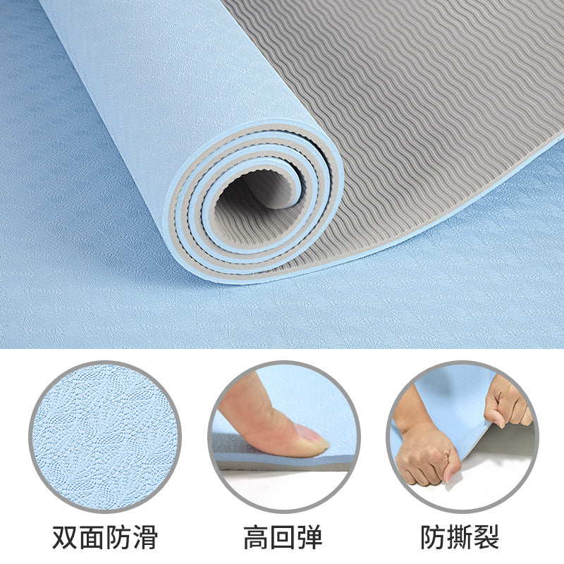 Tpe yoga mat manufacturer - silent pose lines, dance mat, professional anti-slip fitness mat for men - extra wide, extra thick, shock absorbing