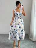 european and american cross-border  summer new women's camisole print dress