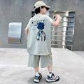 Boys' summer outfit set  new kids' summer tracksuit big kids' tank top stylish boy's lightweight two-piece set