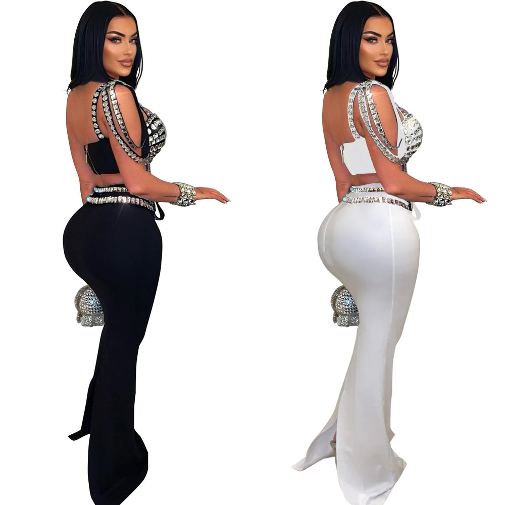 C6972 cross-border   independent station fashion fashion women's new strap short hot diamond skirt