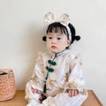 Newborn chinese style romper - spring/autumn crawling suit for baby girls - 100-day celebration double-layer long sleeve stylish outing jumpsuit