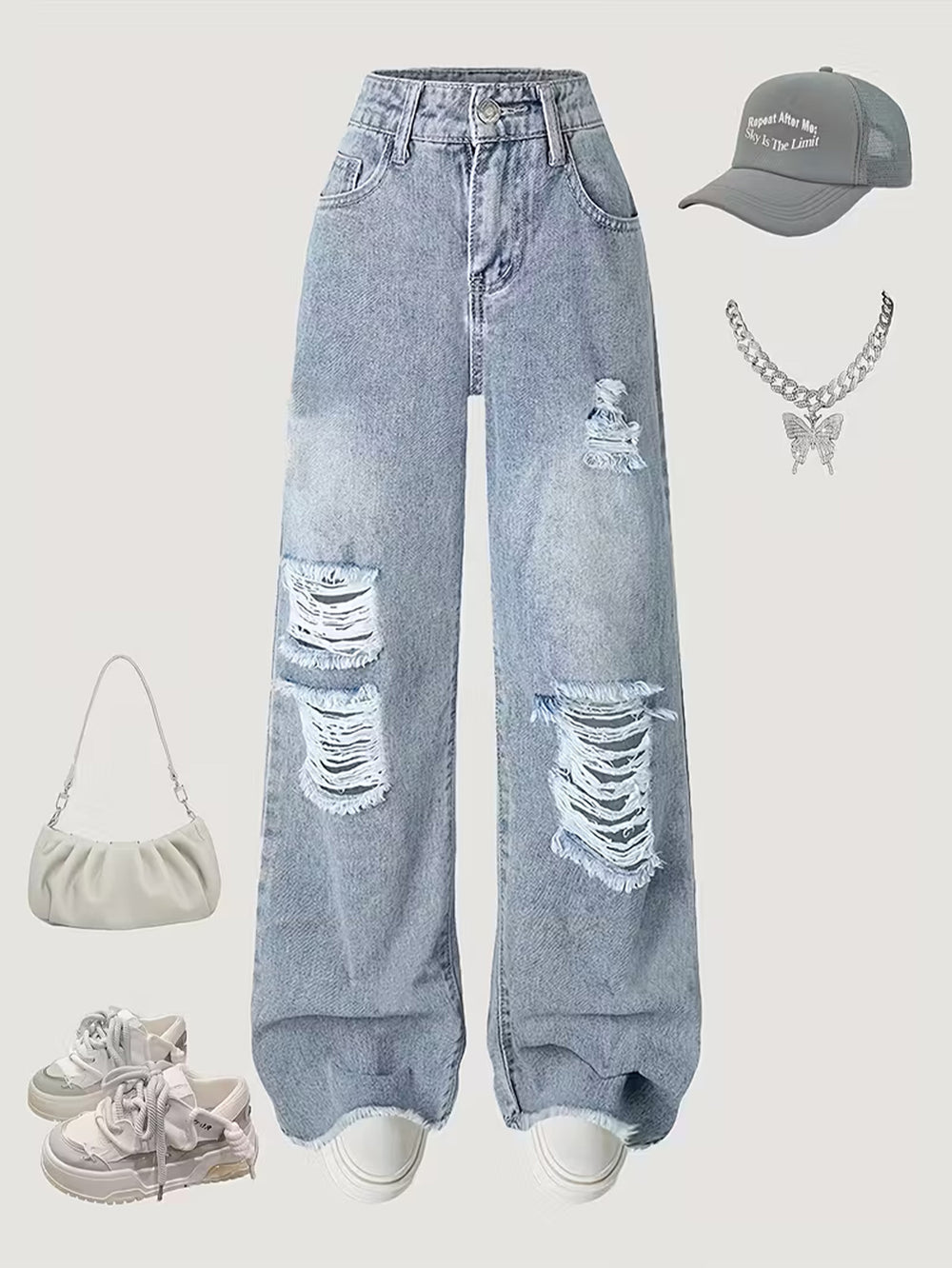 girls' spring/autumn denim pants: new styles for mid-to-large children, loose-fit casual straight-leg trousers, stylish and versatile wide-leg pants for kids