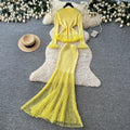 Lightly mature eleganceknittingrufflestops hip skirt two-piece set female autum silmwork clothingelegantsuit