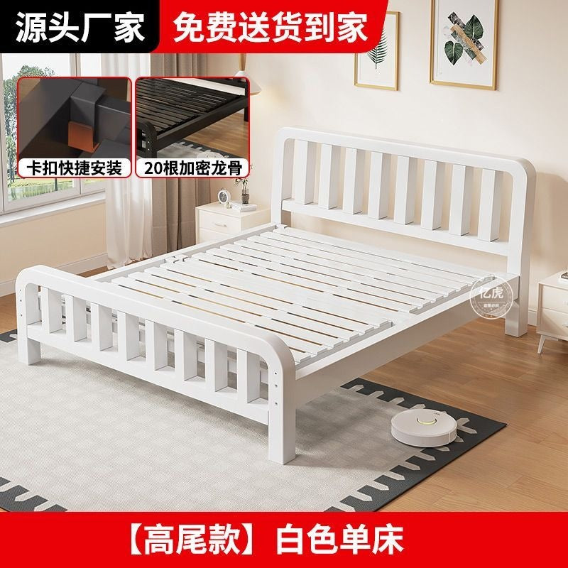 High-speed wrought iron bed, modern casual double iron frame bed, reinforced thickened ribbed bed, tatami economical iron frame bed
