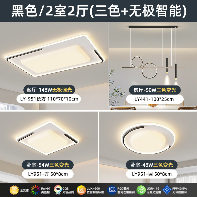 Full Spectrum Nordic Modern Simple Geometric Ceiling Light LED Eye Protection Light Luxury Bedroom Living Room Whole House Lighting Package