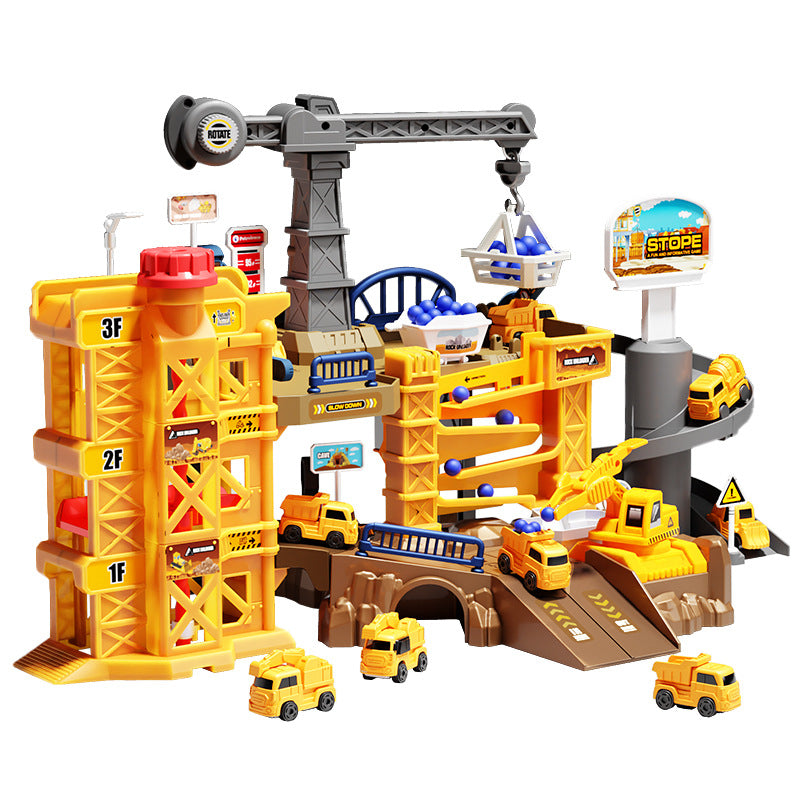 Construction track car sliding train parking lot car rush adventure 3 years old 4 boys educational kids toys