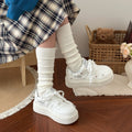 Thick soleheight increasingwhite shoes women's korean style all-match skirt shoes 2026new arrival student bread shoes casual sneakers
