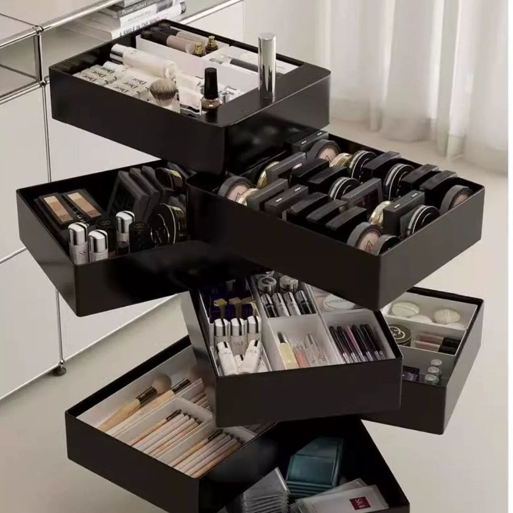 Mobile rotating barber shop tool cabinet - trending multifunctional salon cart for hair styling, perming, and dyeing tools