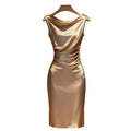 European and american cross-border women's summer new french elegant fashion satin sleeveless slim-fit midi dress
