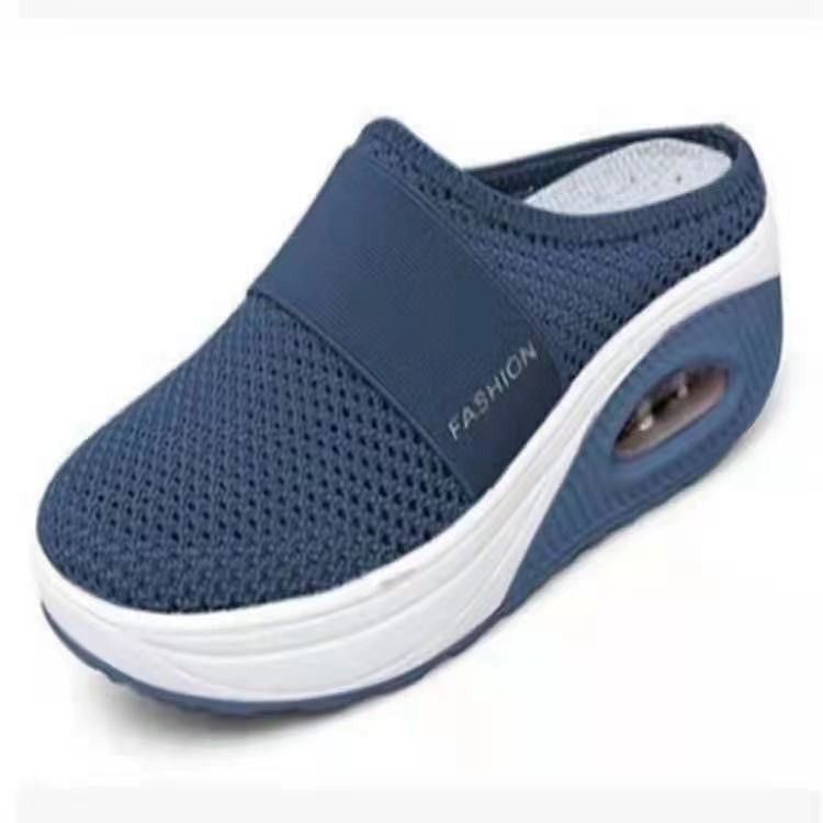 Exportplus size heelless slip-on women's lazy air cushion cut out mesh breathable toe-cap half-drag women's shoes