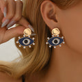 Wholesale devil's eye earrings - european & american cross-border jewelry, light luxury, high-end, retro, niche design, pearl drop earrings for women