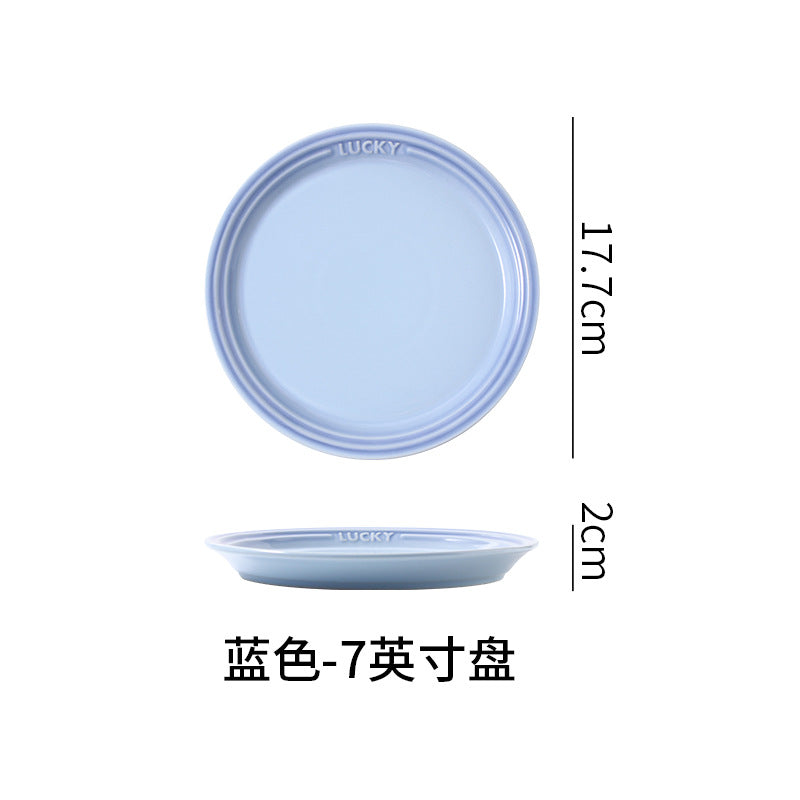 French-style matte ceramic plate, high-end aesthetic, cake plate, creative round fruit and dessert plate, steak plate, plating dish