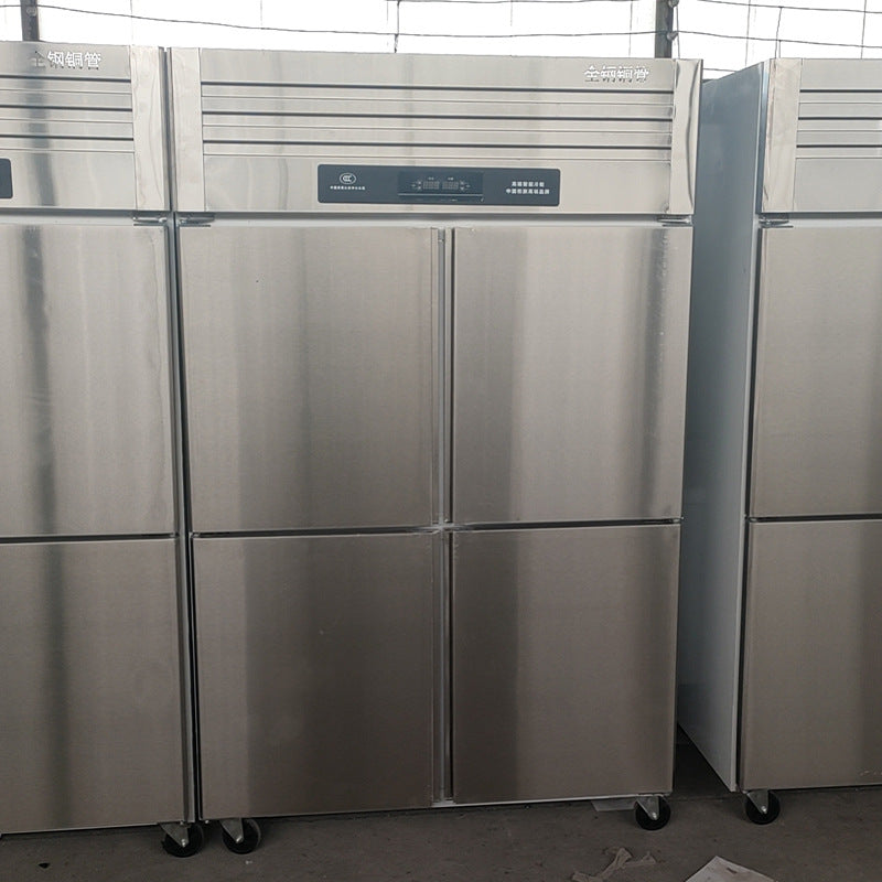 Four-door refrigerator, commercial freezer, hotel kitchen, stainless steel door freezer, vertical fresh-keeping cabinet, refrigerated freezer