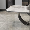 Factory direct wholesale customizable light luxury glossy sintered stone dining table, modern minimalist rectangular dining table with carbon steel frame