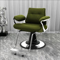 Influencer-approved barber chair - stainless steel, high-end salon chair for perming, dyeing, and cutting. features adjustable height, swivel function, and thickened padding. perfect for professional hair salons