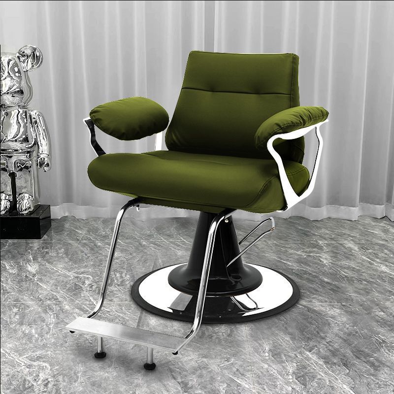 Influencer-approved barber chair - stainless steel, high-end salon chair for perming, dyeing, and cutting. features adjustable height, swivel function, and thickened padding. perfect for professional hair salons