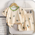 Summer kids' ice silk short sleeve and shorts set - lightweight air conditioning clothing for boys and girls - wholesale baby pajamas and loungewear