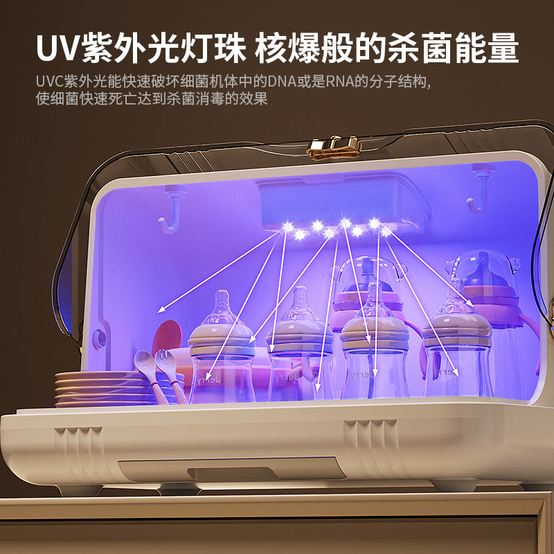 Bottle storage box, dustproof ultraviolet disinfection cup, drying drain box, baby, baby complementary food, cupboard rack