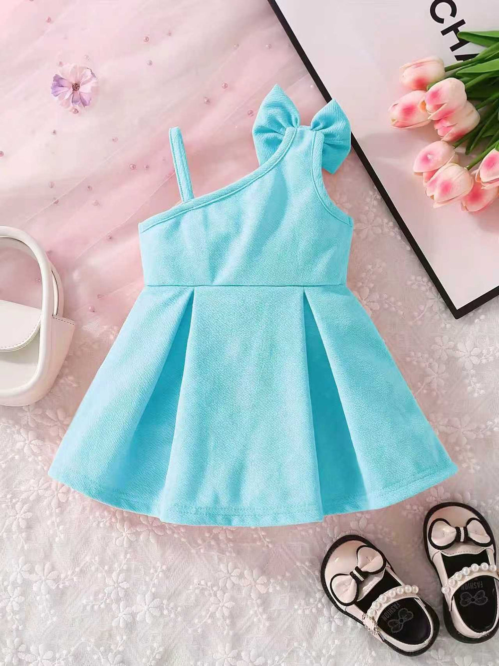 summer new girls' dress - baby girl's suspender bowknot cute dress - princess dress