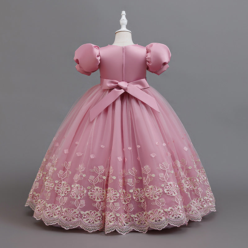 Export manufacturer processing personalized children's dresses princess dresses european and american style embroidered ready-made flower girl wedding dresses wholesale cross-border