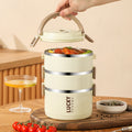 Stainless steel lunch box - stylish, ins-style insulated bento box with lid and dividers, perfect for office workers