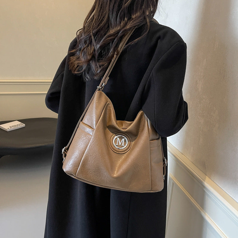 Retro tote extra large bag women's 2025 new high-end soft-sided versatile backpack multi-functional shoulder messenger bag