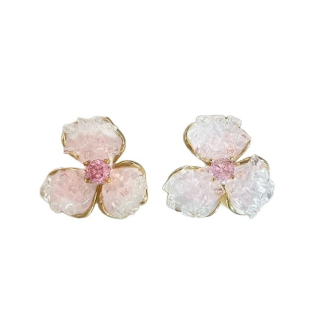 Spring break style white floral earrings - unique dopamine studs, niche design, versatile earrings