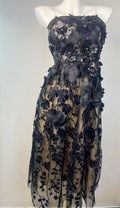French high-end women's summer dress: exquisite 3d floral embroidery, cinched waist, slimming bandeau gown, long dress
