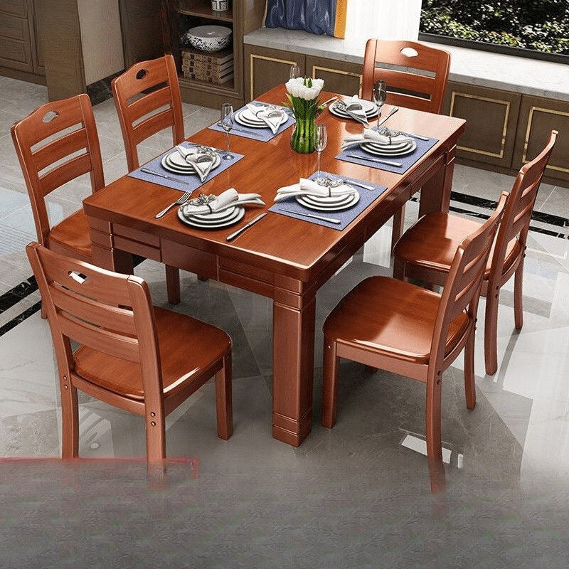 Quwang solid wood dining table and chair combination rectangular casual western dining table small apartment dining table chinoiseriefor home dining table