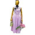 European and american cross-border women's clothing:  summer new arrival - elegant sweetheart style, striped tie-neck pleated sleeveless dress