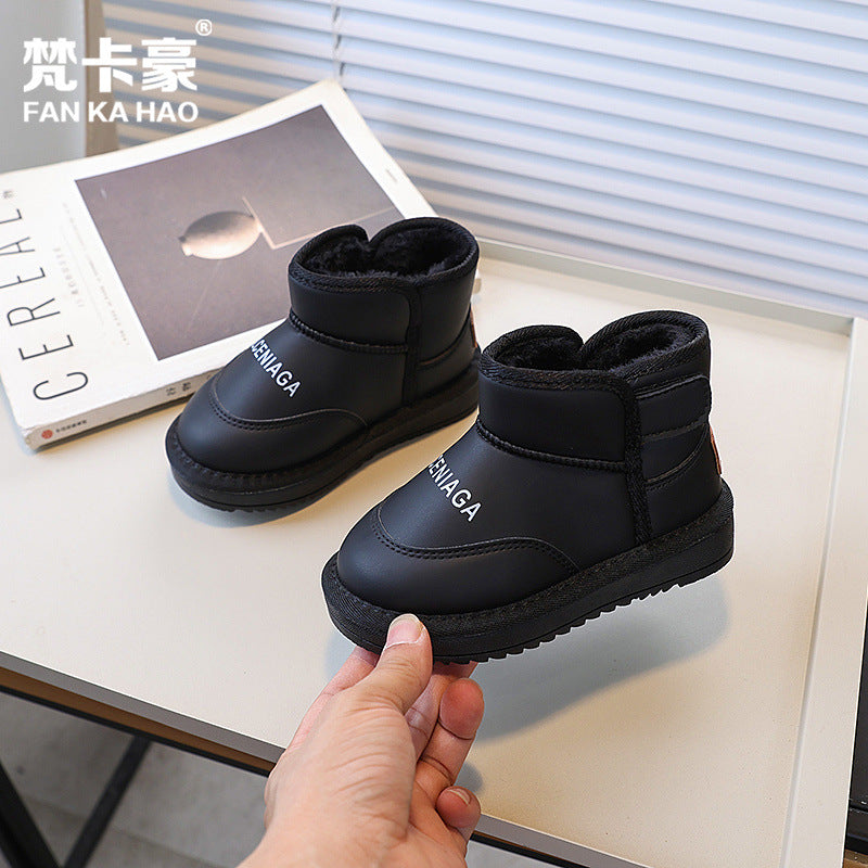 Girls' snow boots - new korean style for winter  - kids' fleece-lined, extra thick cotton shoes - boys' first walker short boots