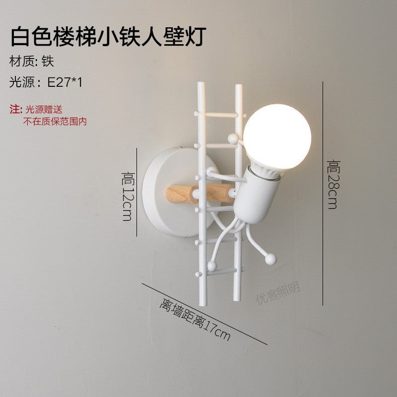 Cross-border  American industrial wind climbing stairs wall lamp creative bedroom bedside wall wrought iron villain wall lamp