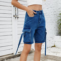 European and american cross-border women's summer new arrivals:  &  street style trendy washed denim cargo shorts (5-inch inseam)