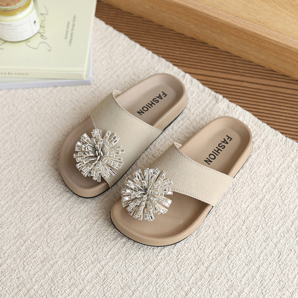 Girls' fireworks flip-flops - new summer collection, korean style outdoor sandals, fashionable soft-soled beach shoes for kids