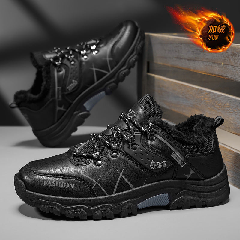 Autumn winter outdoor men's shoes waterproofnon-slipabrasion resistanthiking shoes middle-aged men heattechfleece-lined travel shoes sneakers