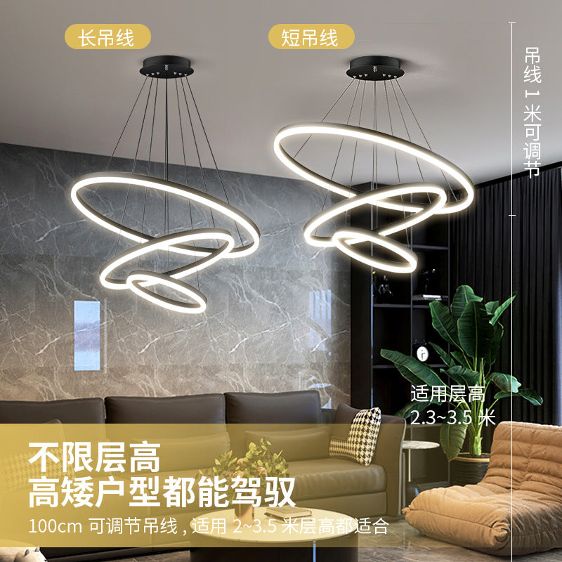 Living room chandelier modern simple lighting Internet celebrity light luxury Nordic lighting creative ring bedroom bar restaurant led