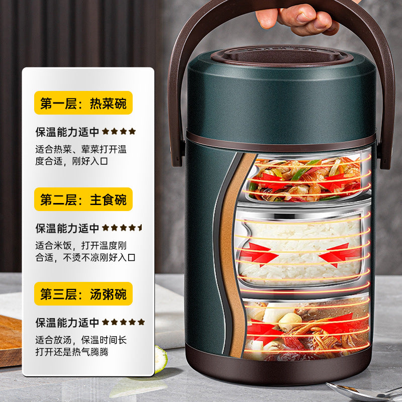 Chuxingfa insulated lunch box 304 stainless steel vacuum insulated pot for office workers multi-layer rice bucket large capacity