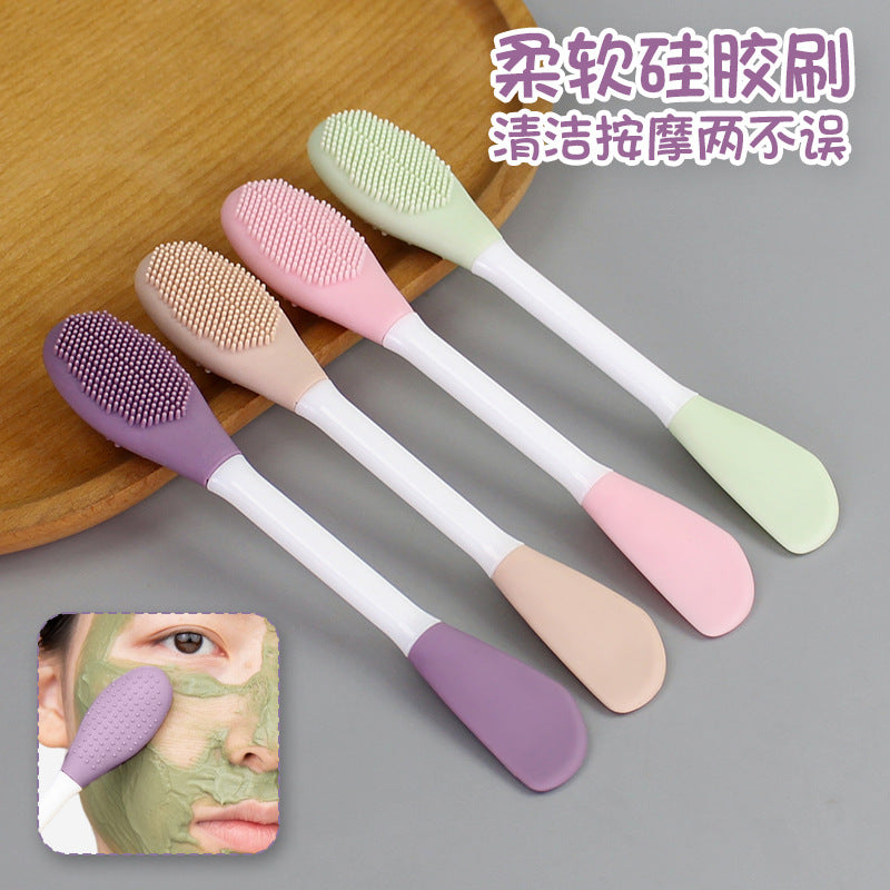 Tpr dual-ended soft gel mask brush - facial cleansing & massage brush, mud mask applicator, soft mask tool, professional brush